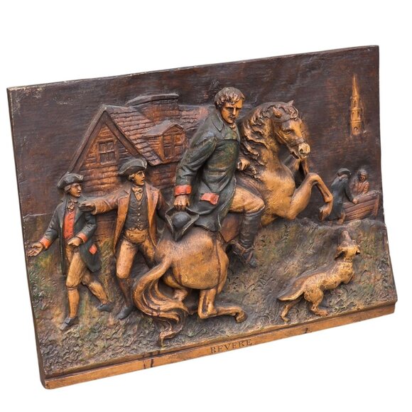 Paul Revere Wall Metal Sculpture Midnight Ride Tableau Original Finesse30" x 22" - Picture 3 of 7